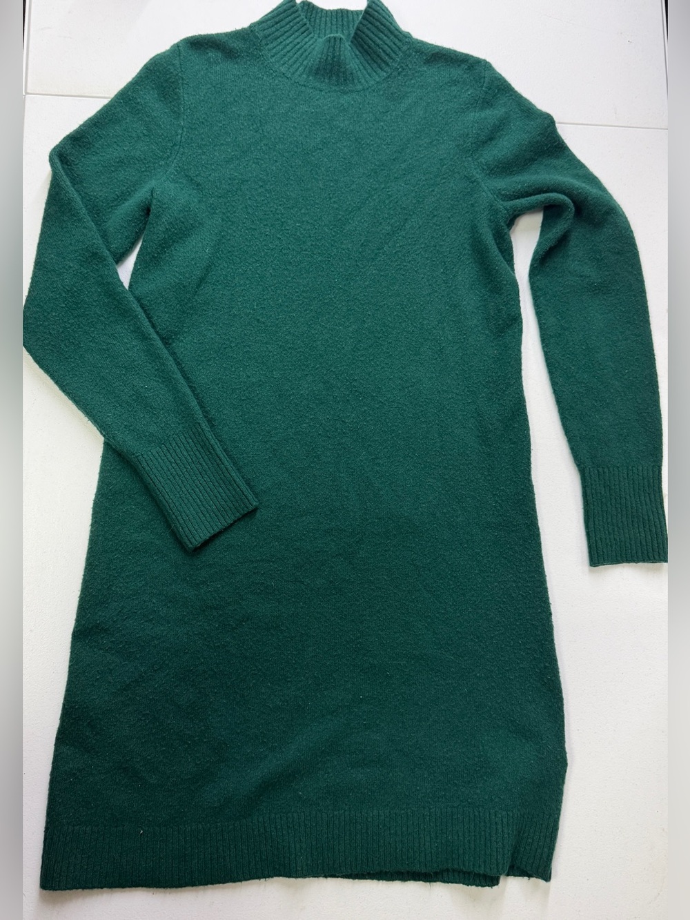 J.Crew Extra-Soft Forest Green Mock Neck Midi Sweater Dress Size Medium